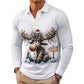 🍂🦌Men's Moose Print Long Sleeve Collared Top – Casual, Comfortable & Effortlessly Stylish