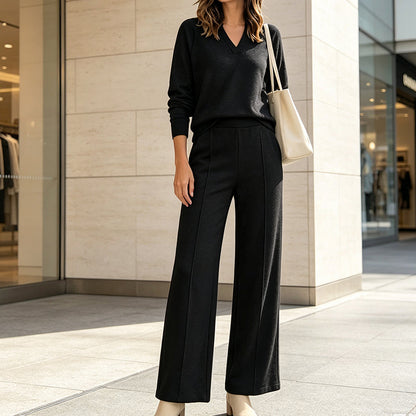 👖 LIMITED-TIME 55% OFF! ✨Women's Casual V-Neck Top & Wide-Leg Pants