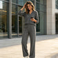 👖 LIMITED-TIME 55% OFF! ✨Women's Casual V-Neck Top & Wide-Leg Pants