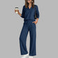 👖 LIMITED-TIME 55% OFF! ✨Women's Casual V-Neck Top & Wide-Leg Pants
