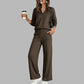 👖 LIMITED-TIME 55% OFF! ✨Women's Casual V-Neck Top & Wide-Leg Pants