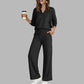 👖 LIMITED-TIME 55% OFF! ✨Women's Casual V-Neck Top & Wide-Leg Pants