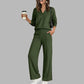 👖 LIMITED-TIME 55% OFF! ✨Women's Casual V-Neck Top & Wide-Leg Pants