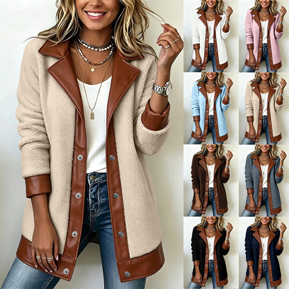 ⌛Limited-Time Offer🛍️Women's Lapel Plush Patchwork Jacket
