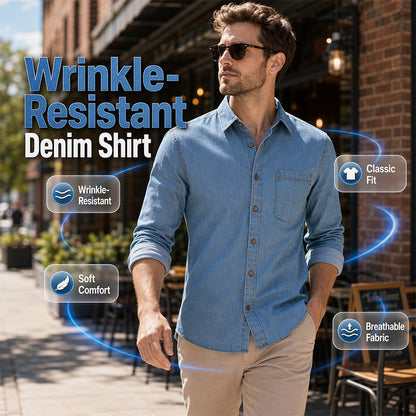 👔 ✨Men's Casual Long Sleeve Denim Shirt
