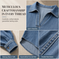 💙 Women's Casual Loose Denim V-Neck Pullover Shirt with Batwing Sleeves and Asymmetrical Hem
