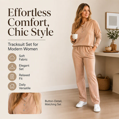 💫 Women's Half-Button Sweatshirt & Sweatpants Set