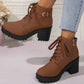 👢 Women's Chunky Heel Platform Ankle Boots