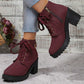 👢 Women's Chunky Heel Platform Ankle Boots