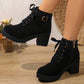 👢 Women's Chunky Heel Platform Ankle Boots