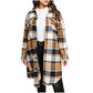 🎀 ✨Women's Casual Long Plaid Button Down Shacket
