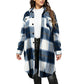 🎀 ✨Women's Casual Long Plaid Button Down Shacket