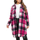 🎀 ✨Women's Casual Long Plaid Button Down Shacket