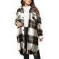 🎀 ✨Women's Casual Long Plaid Button Down Shacket