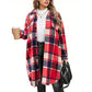 🎀 ✨Women's Casual Long Plaid Button Down Shacket