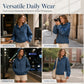 ⌛Limited-Time Offer💙 Women's Casual Button Up Denim Hoodie