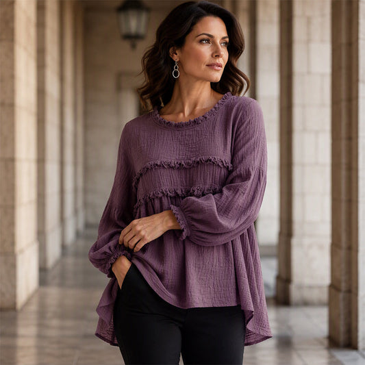 ⏰Last Day Sale 50% Off💃 Women's Loose Fit Fringe Trim Top