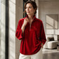 🌸 Women's 3/4 Sleeve Half-Zip Velvet Top