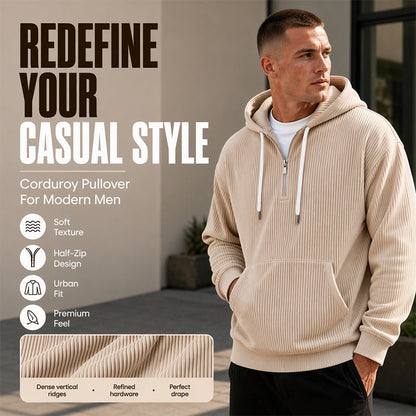 ⌛Limited-Time Offer🛍️ Men's Casual Half-Zip Corduroy Hoodie