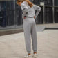 🤎 Women's Casual Sporty 2-Piece Set - Half-Zipper Lapel Top & Matching Jogger