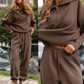 🤎 Women's Casual Sporty 2-Piece Set - Half-Zipper Lapel Top & Matching Jogger