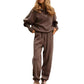 🤎 Women's Casual Sporty 2-Piece Set - Half-Zipper Lapel Top & Matching Jogger