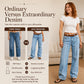 ⌛Limited-Time Offer-Women's Stretchy Wide-Leg Jeans with Raw Trim