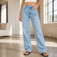 ⌛Limited-Time Offer-Women's Stretchy Wide-Leg Jeans with Raw Trim