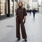 🔥 50% OFF! NEW! Women's 2-piece set – Asymmetrical sweater + wide-leg pants, relaxed fit and soft fabric, ultra comfortable 👚✨