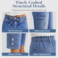 👖 Women's High Waisted Stretch Denim Jeans with Cargo Pockets and Button Cuffs