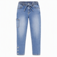 👖 Women's High Waisted Stretch Denim Jeans with Cargo Pockets and Button Cuffs