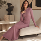 👗✨Women's Casual Ribbed Knit Hooded Dress