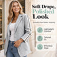✨ Polished Knit Comfort | Women's Cable-Knit Blazer with Side Stripe