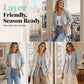 ✨ Polished Knit Comfort | Women's Cable-Knit Blazer with Side Stripe