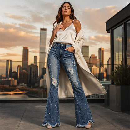 👖 💎 Women’s High-Waisted Distressed Flare Jeans