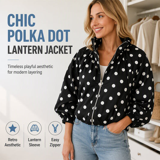 ✨⚪ Women's Casual Polka Dot Zipper Jacket