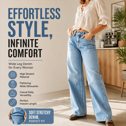👖 ✨Women's High Elastic Wide-Leg Denim Jeans