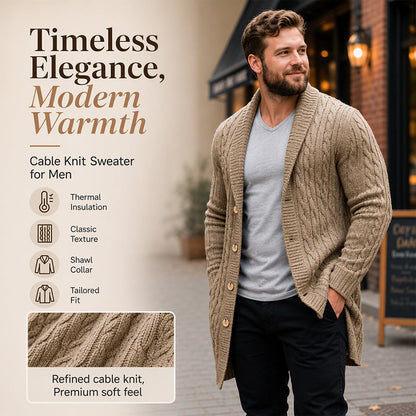 🧶 ✨ Men's Mid-Long Cable Knit Cardigan