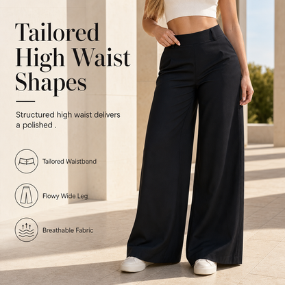 👖 Women's Casual High Waisted Wide Leg Tailored Pants with Flowy Drape