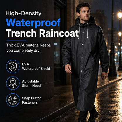 🌧️ 🧥 Long Hooded EVA Raincoat Poncho -Lightweight full-length coverage