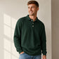 🧶 👔 Men's Waffle Knit Long Sleeve Collared Top