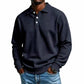 🧶 👔 Men's Waffle Knit Long Sleeve Collared Top