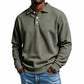 🧶 👔 Men's Waffle Knit Long Sleeve Collared Top