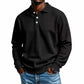 🧶 👔 Men's Waffle Knit Long Sleeve Collared Top