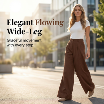 👖 🤎 Women's High-Waist Pleated Wide-Leg Trousers