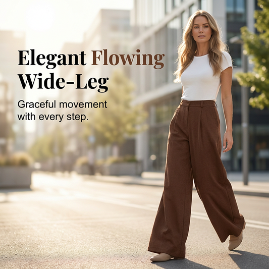 👖 🤎 Women's High-Waist Pleated Wide-Leg Trousers
