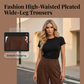 👖 🤎 Women's High-Waist Pleated Wide-Leg Trousers