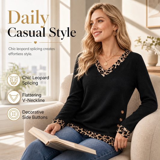 👚✨Women's V-Neck Long Sleeve Knit Top