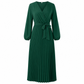 👗✨Women's Elegant Crossover V Neck Pleated Maxi Dress✨