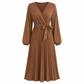 👗✨Women's Elegant Crossover V Neck Pleated Maxi Dress✨